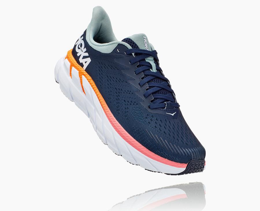 Tenis Hoka One One Feminino Azul Marinho/Branco - Clifton 7 - 561-AQDHOZ